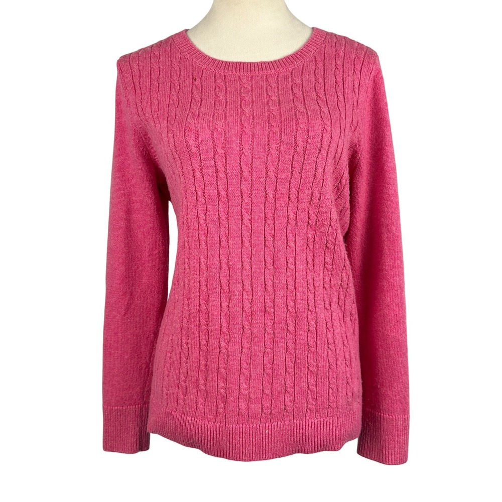 Talbots Cable Knit Sweater Pink Crew Neck Long Sleeve Women's‎ Size Large